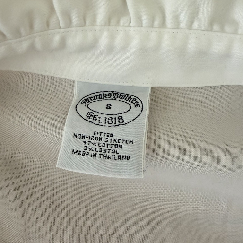 Brooks Brothers Womens 8 White Ruffle Collar Shirt Tailored Stretch Victorian - Picture 4 of 8